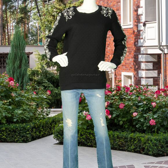 Staring at Stars Sweaters - Staring At Stars Pearl Beaded Quilt Sweater S Embroidered